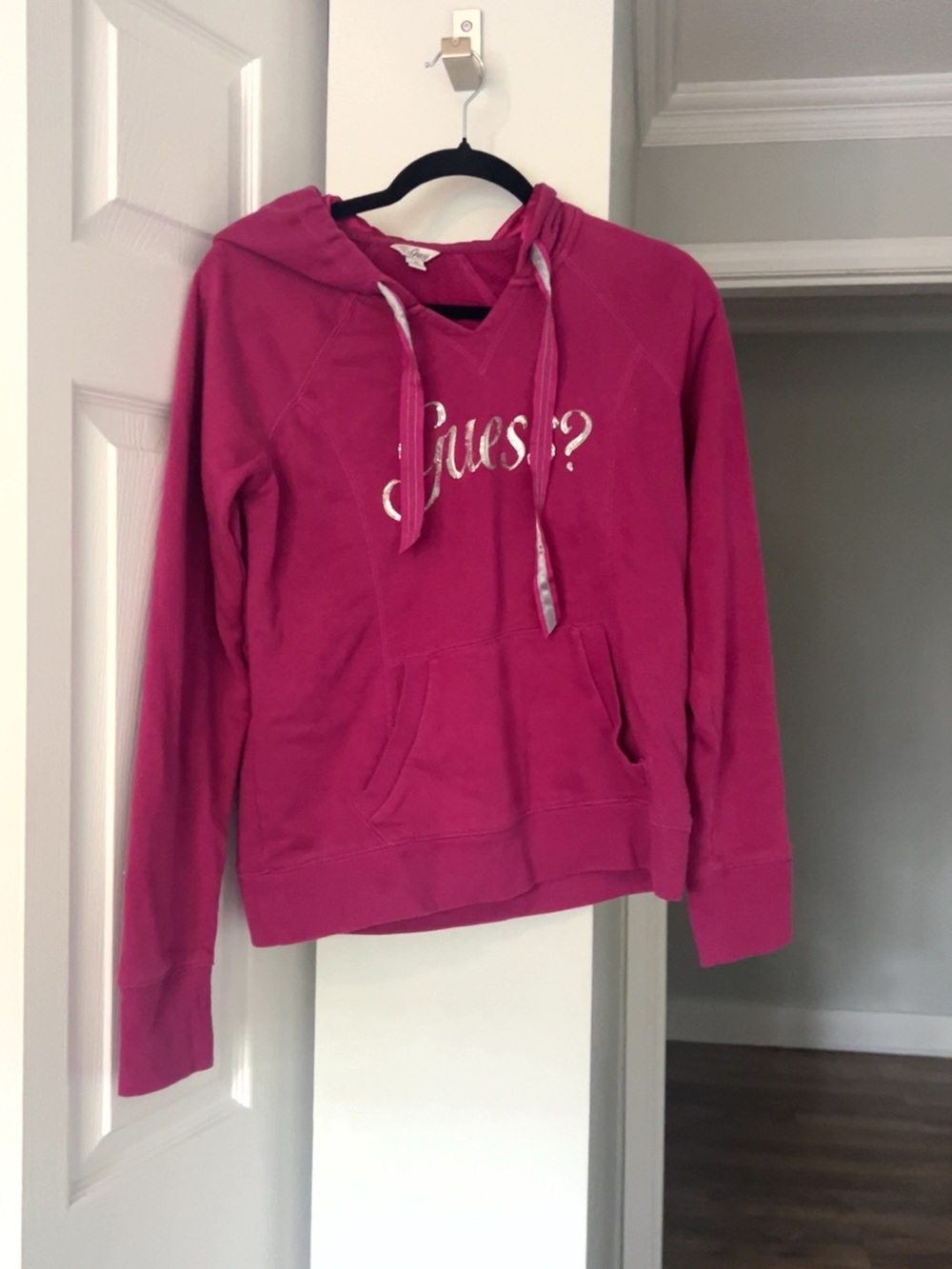 Guess Hot Pink Hooded Pullover with Logo